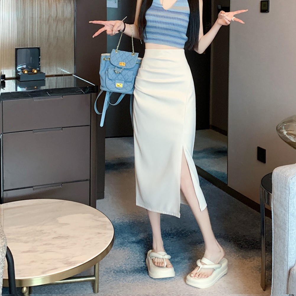 Womens Classic A Line Skirt with Trendy Side Slit Detail for Everyday Style - Picture 15 of 27