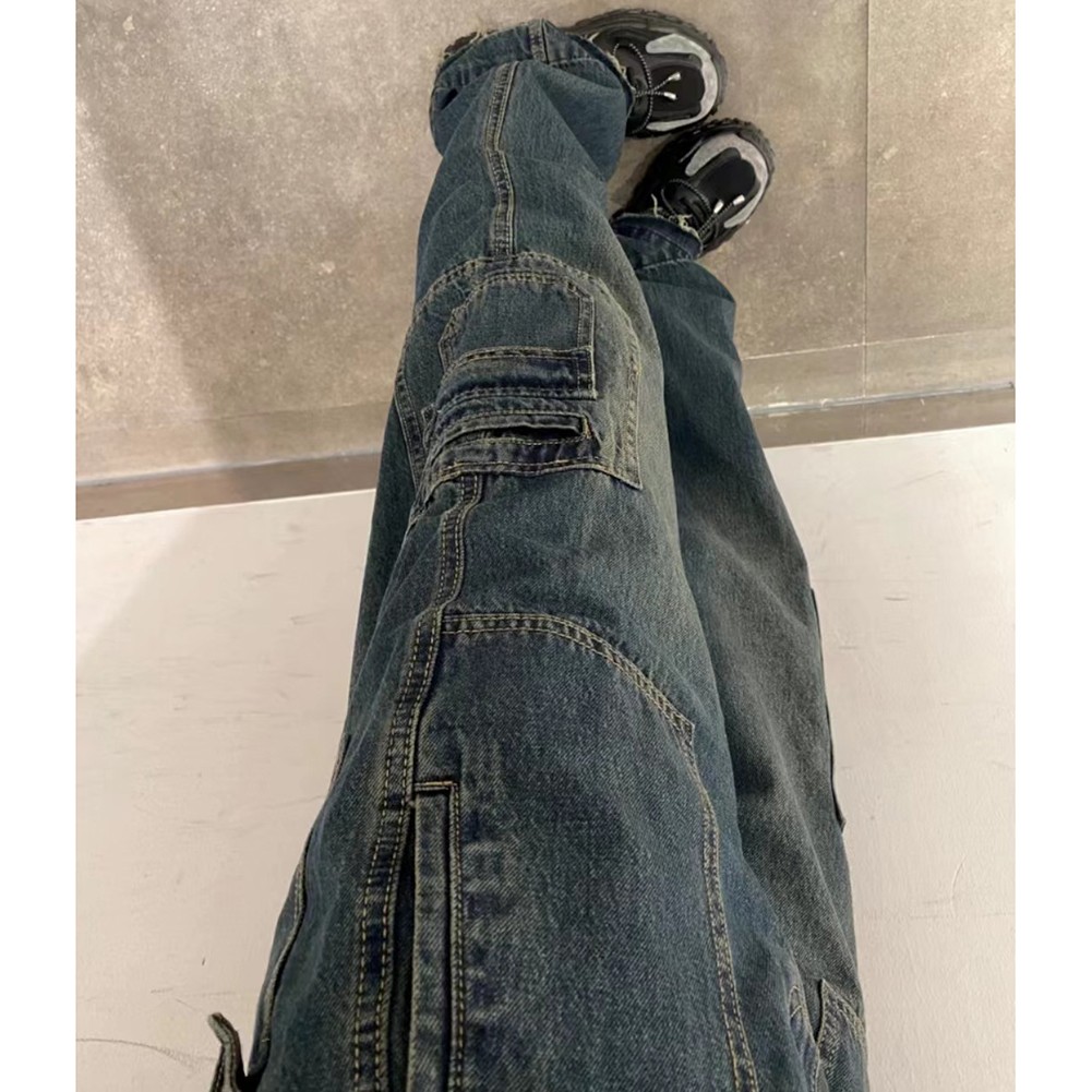Breezy Women's Casual Blue Cargo Jeans with Retro Flair for Spring 2025 - Picture 17 of 57