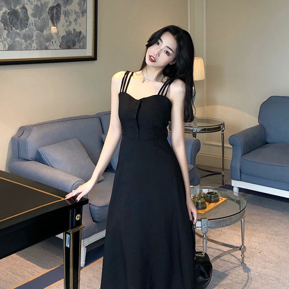 Elegante Vestido con Tiras de Espagueti con Detalles de Botones para Eventos de Primavera y Verano - Imagen 20 de 25