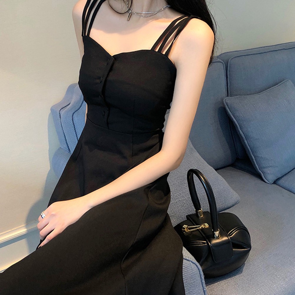 Elegante Vestido con Tiras de Espagueti con Detalles de Botones para Eventos de Primavera y Verano - Imagen 18 de 25
