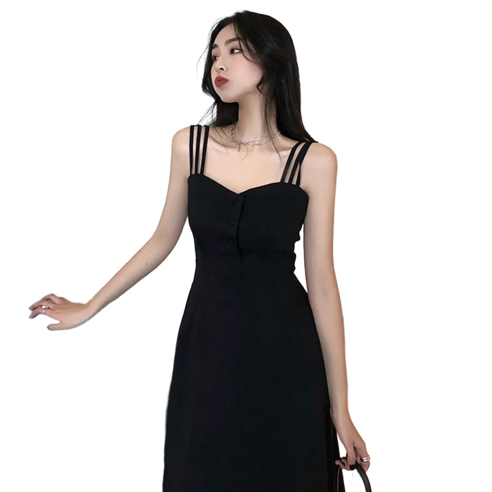 Elegante Vestido con Tiras de Espagueti con Detalles de Botones para Eventos de Primavera y Verano - Imagen 17 de 25