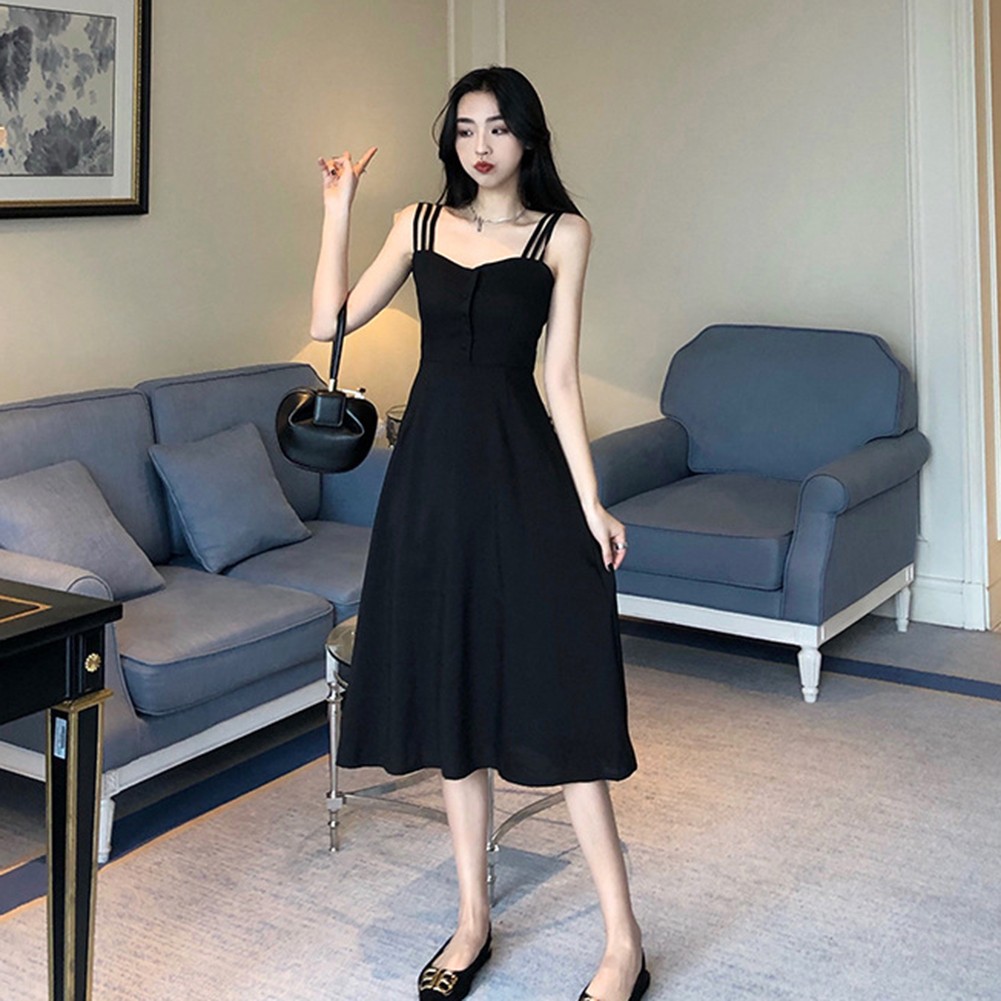 Elegante Vestido con Tiras de Espagueti con Detalles de Botones para Eventos de Primavera y Verano - Imagen 23 de 25