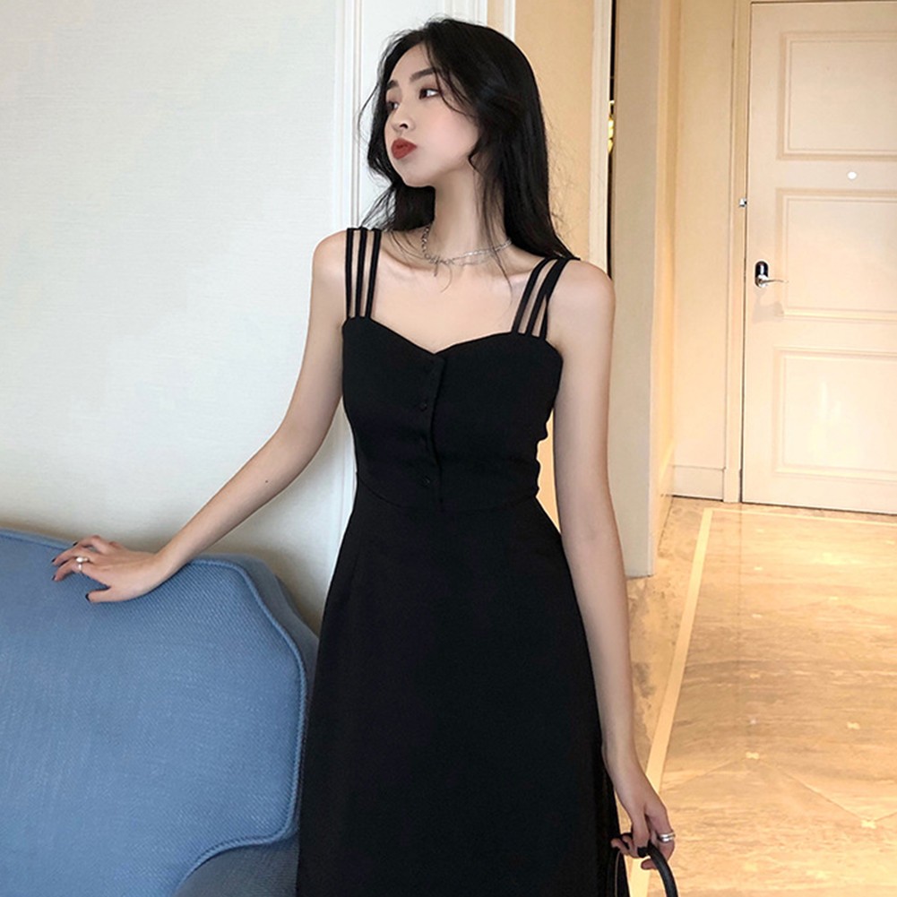 Elegante Vestido con Tiras de Espagueti con Detalles de Botones para Eventos de Primavera y Verano - Imagen 16 de 25