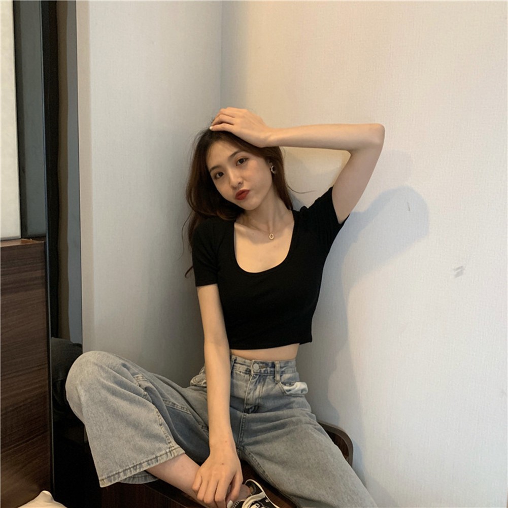 Short Sleeve Crop Top Brand New Condition Moderate tendance Elasticity Polyester Fabric