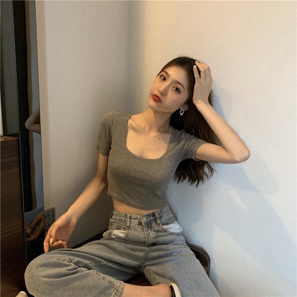 Short Sleeve Crop Top Brand New Condition Moderate Elasticity Polyester acheter Fabric