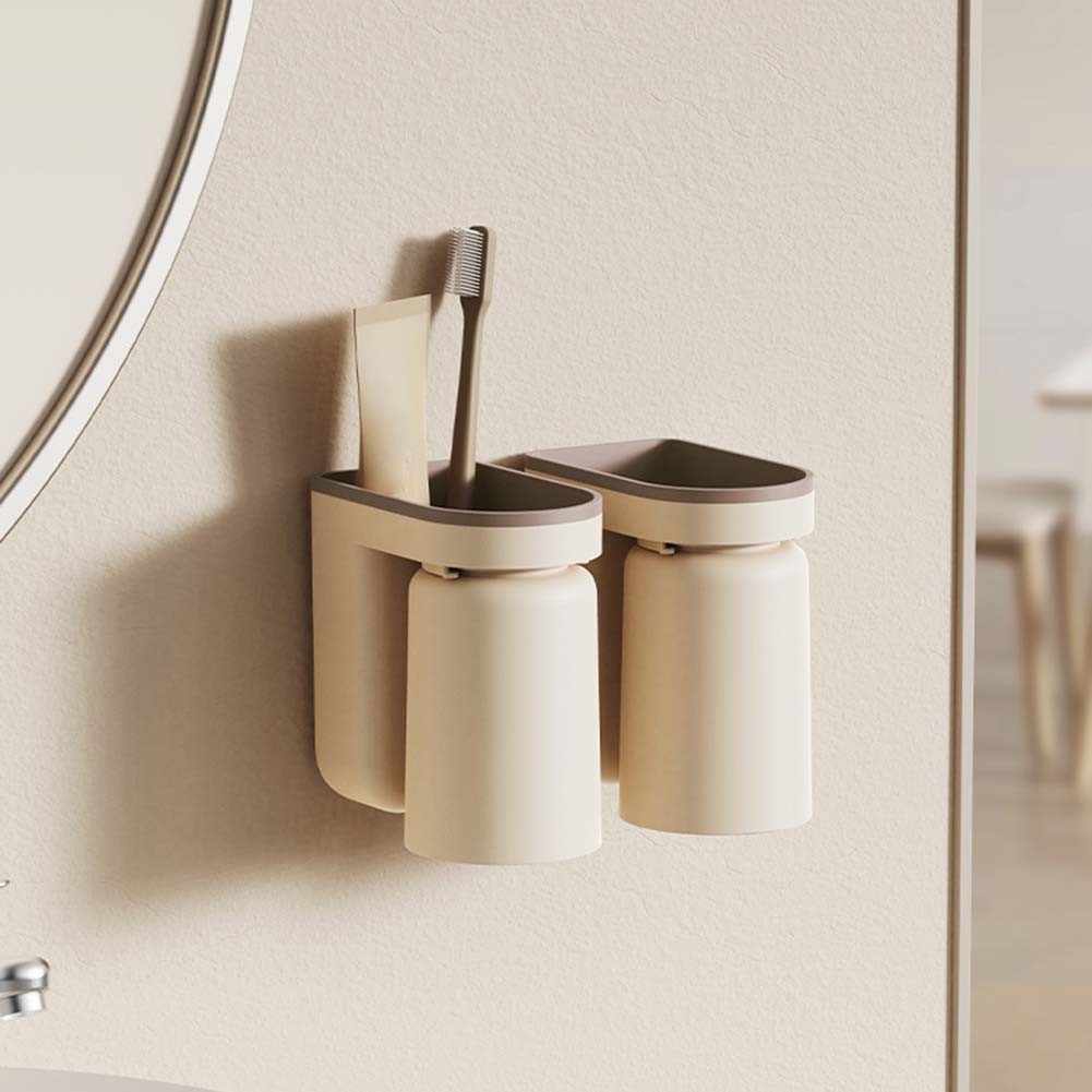 Aesthetic & Practical Punch Wall Mounting Toothbrush Holders Set of Two - Picture 15 of 21