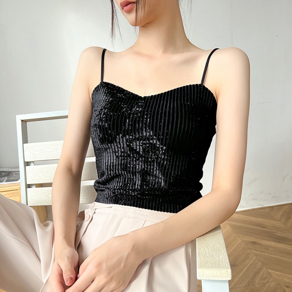 Elegantes goldenes Samt Damen Camisole entworfen für Frühlings- und Sommermode - Bild 19 von 31