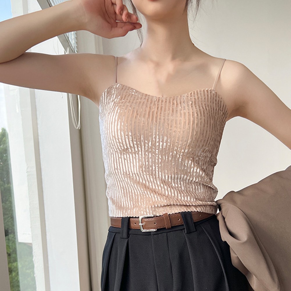 Elegantes goldenes Samt Damen Camisole entworfen für Frühlings- und Sommermode - Bild 27 von 31
