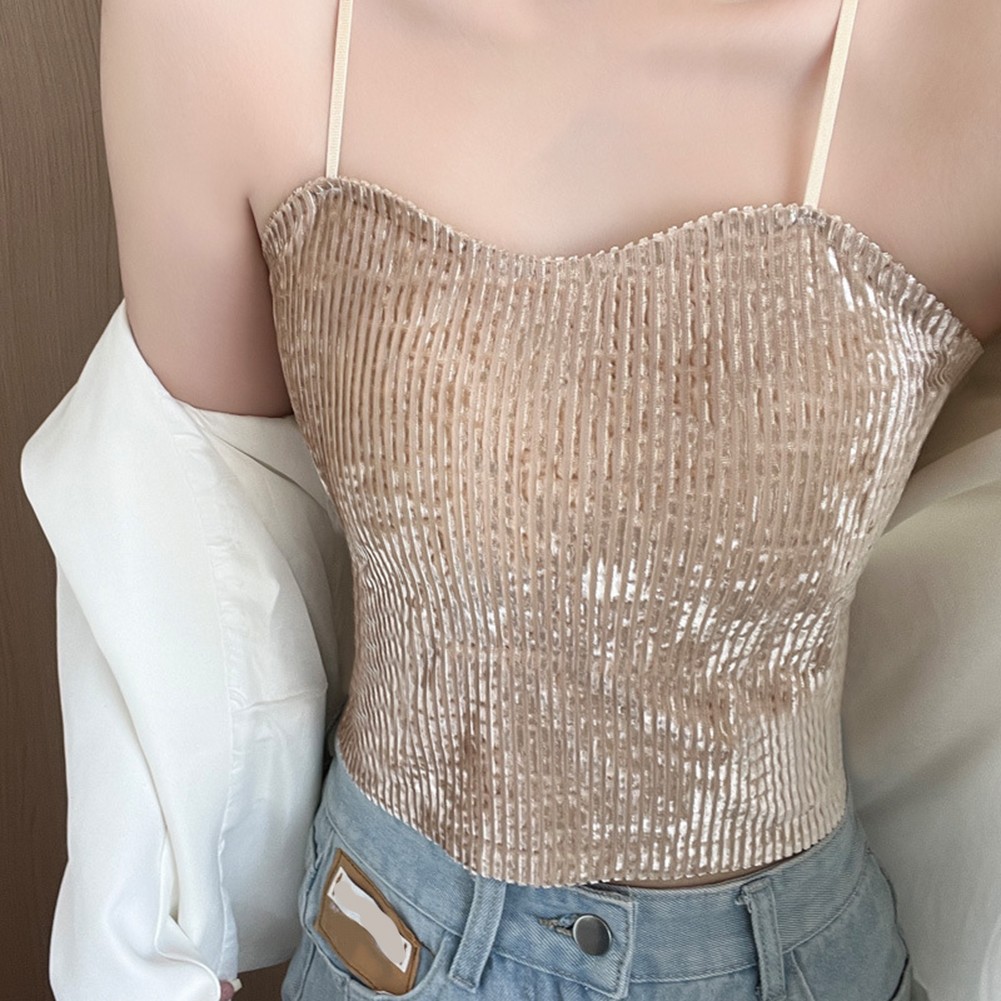 Elegantes goldenes Samt Damen Camisole entworfen für Frühlings- und Sommermode - Bild 29 von 31