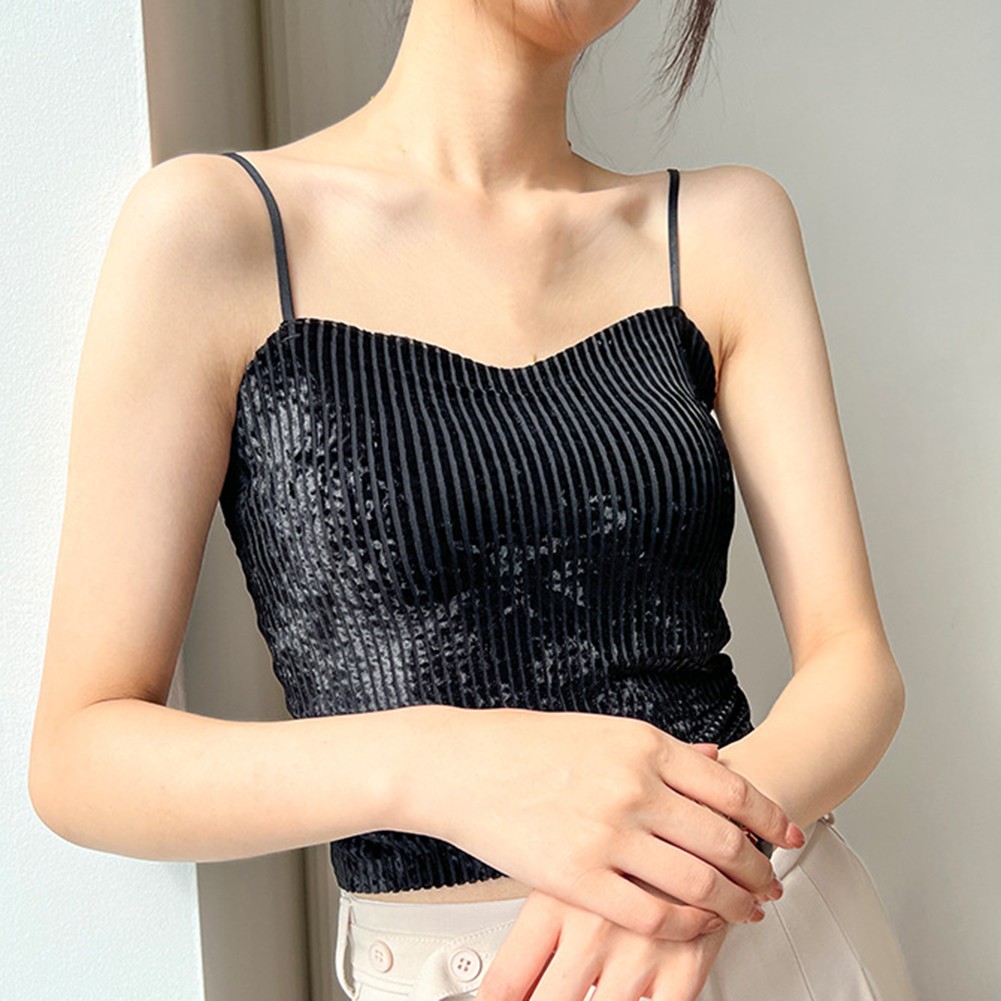 Elegantes goldenes Samt Damen Camisole entworfen für Frühlings- und Sommermode - Bild 21 von 31