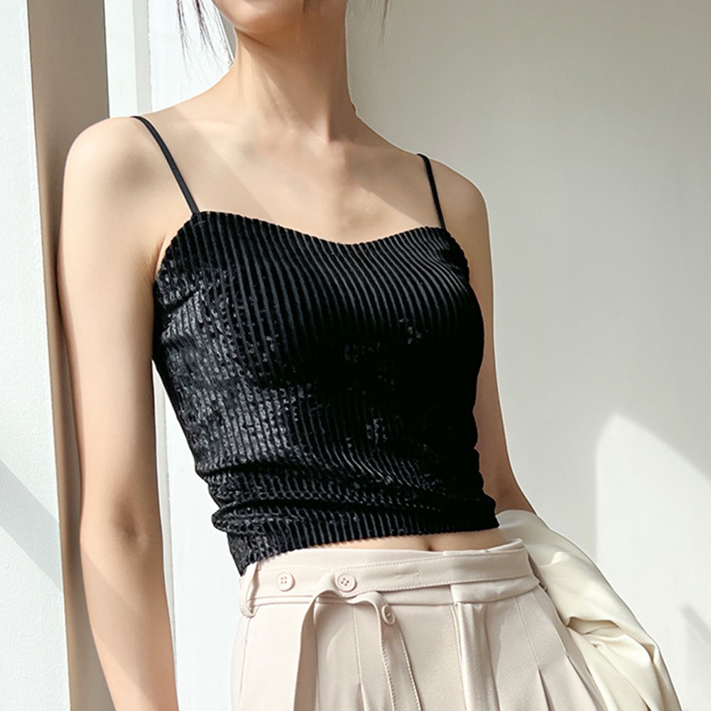 Elegantes goldenes Samt Damen Camisole entworfen für Frühlings- und Sommermode - Bild 22 von 31