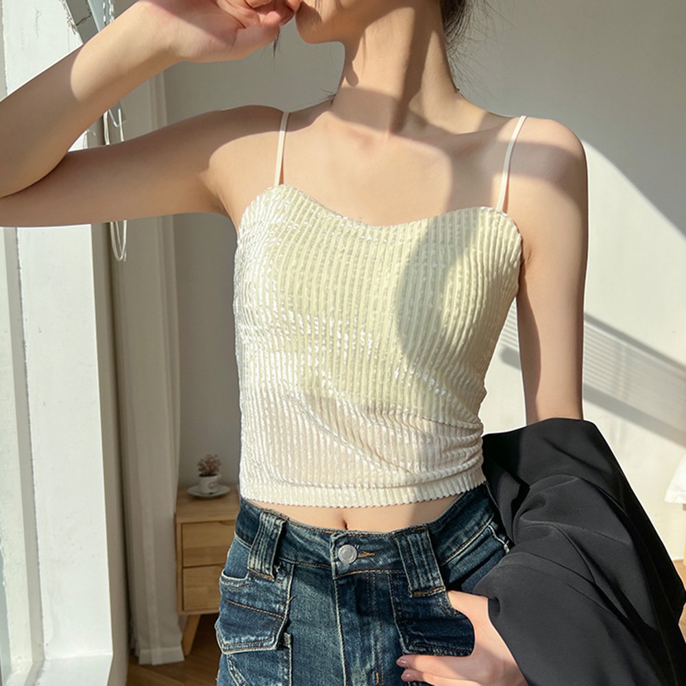 Elegantes goldenes Samt Damen Camisole entworfen für Frühlings- und Sommermode - Bild 18 von 31