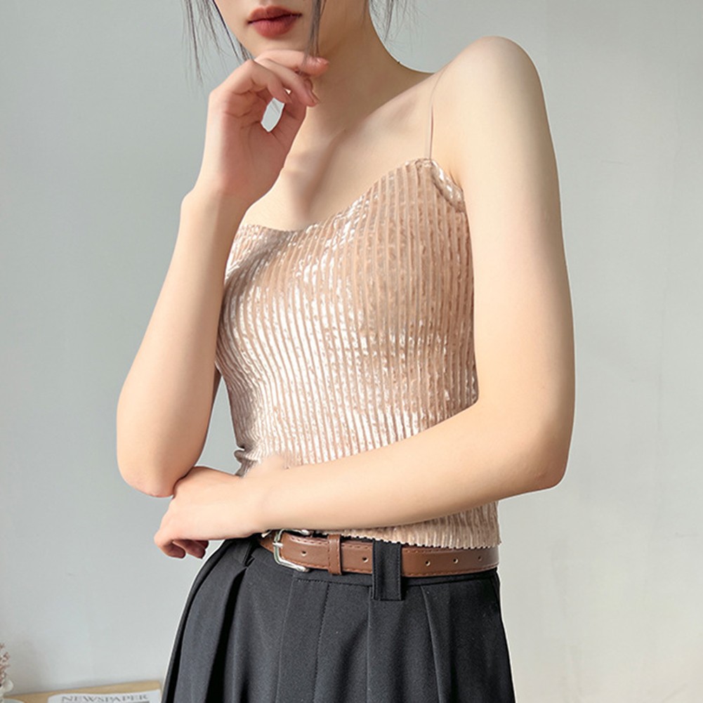 Elegantes goldenes Samt Damen Camisole entworfen für Frühlings- und Sommermode - Bild 25 von 31