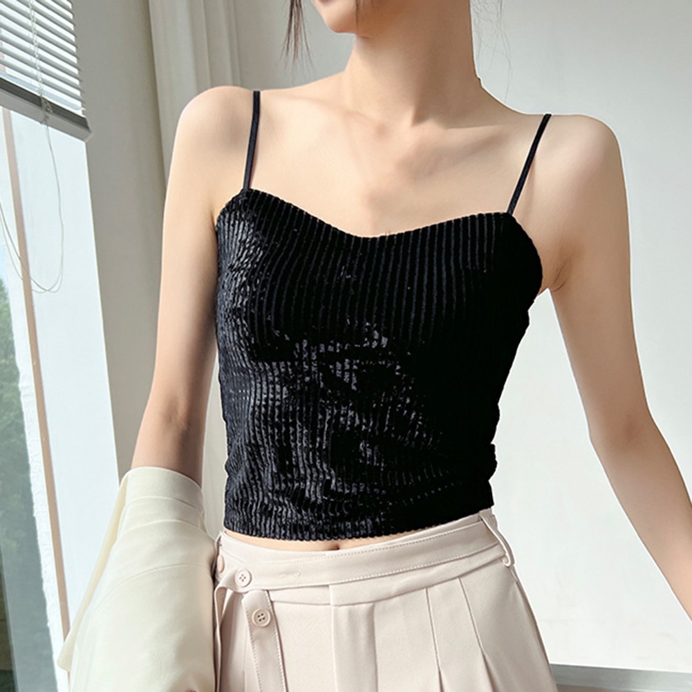 Elegantes goldenes Samt Damen Camisole entworfen für Frühlings- und Sommermode - Bild 20 von 31