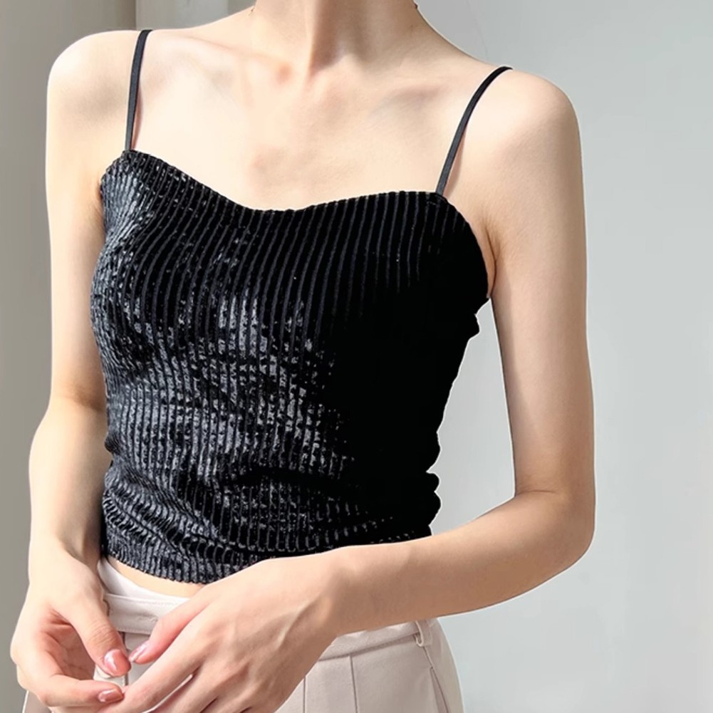 Elegantes goldenes Samt Damen Camisole entworfen für Frühlings- und Sommermode - Bild 23 von 31