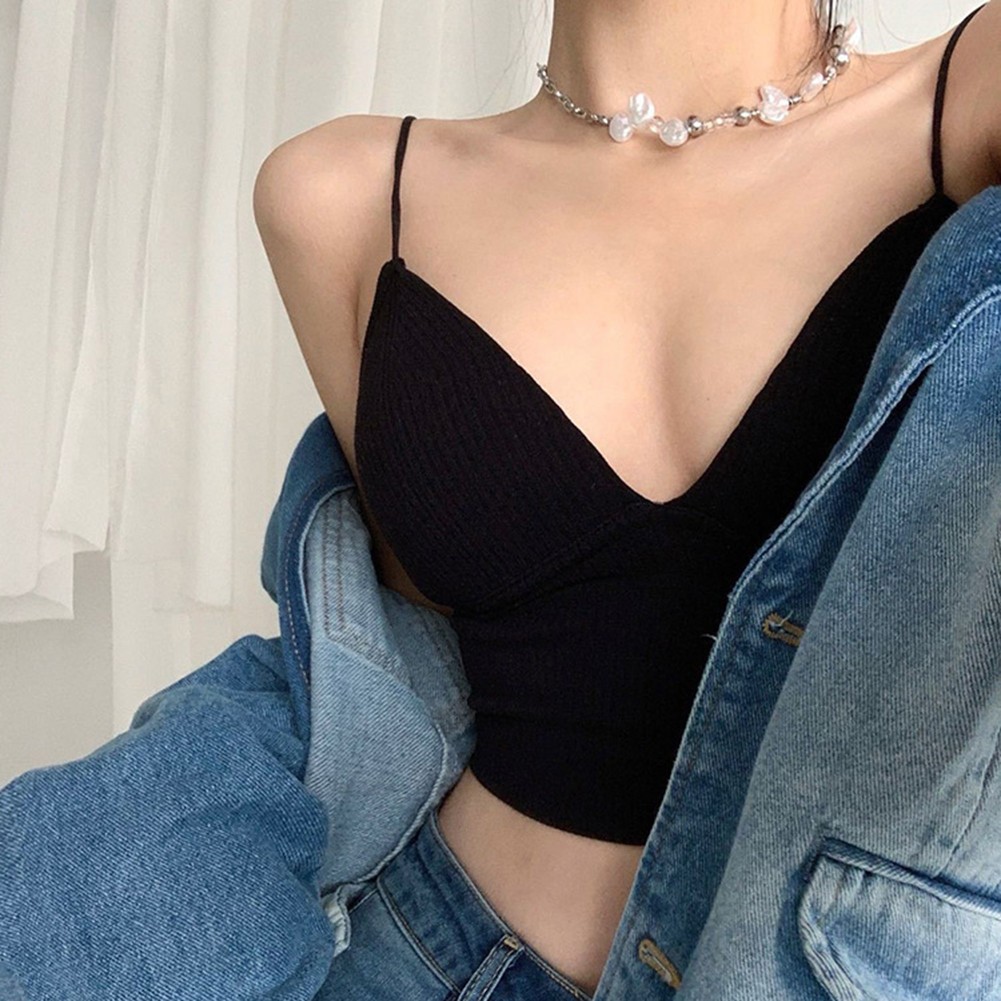 Casual V Neck Camisole Bra for Women Suitable for Spring and Autumn Seasons - Picture 16 of 24