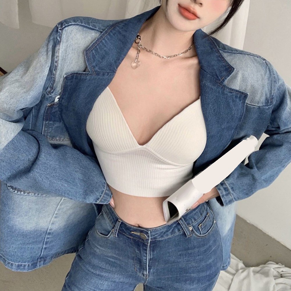 Casual V Neck Camisole Bra for Women Suitable for Spring and Autumn Seasons - Picture 14 of 24