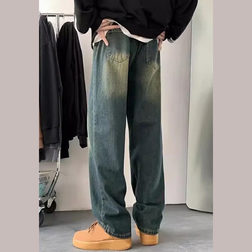 Herren Hose mit weitem Bein stilvolle gewaschene Jeans für alle Jahreszeiten Fr - Bild 15 von 48