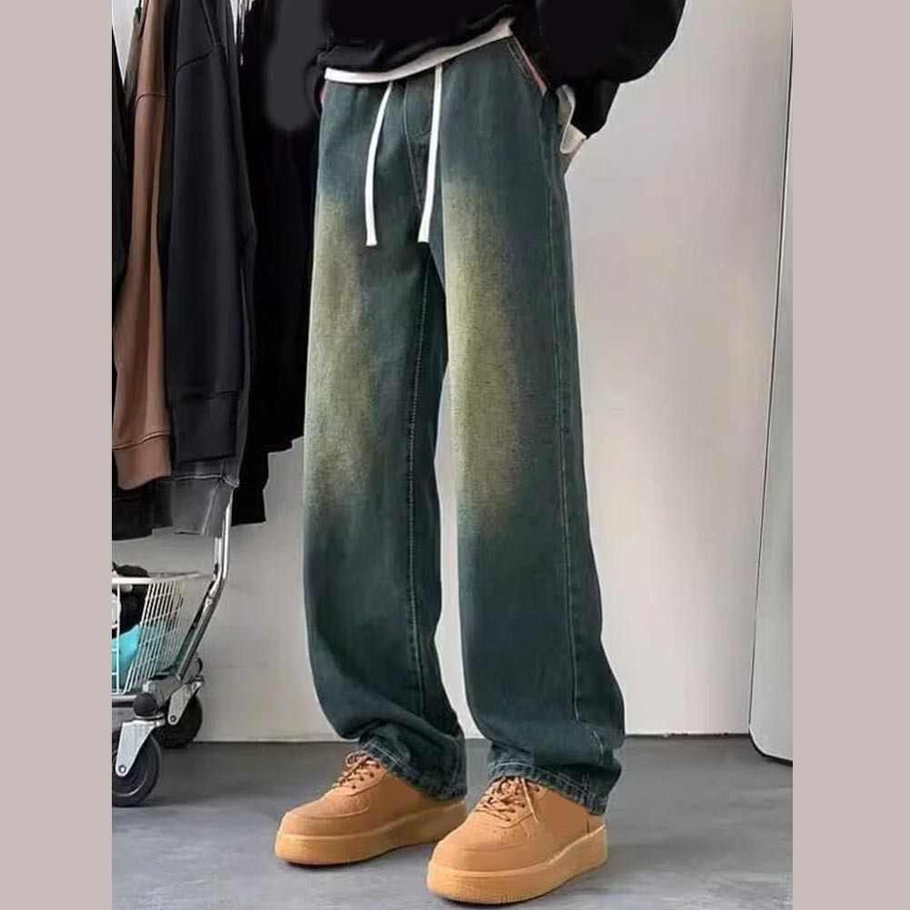 Herren Hose mit weitem Bein stilvolle gewaschene Jeans für alle Jahreszeiten Fr - Bild 18 von 48