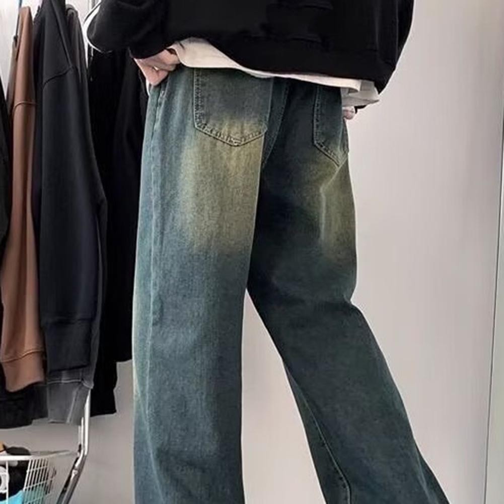 Herren Hose mit weitem Bein stilvolle gewaschene Jeans für alle Jahreszeiten Fr - Bild 14 von 48