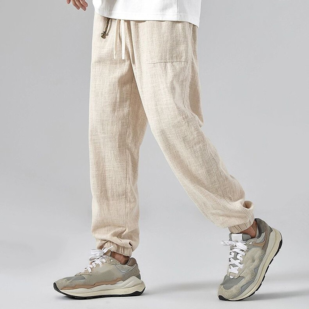 Trendige Ice Silk Herren Hose Freizeit Leinenhose mit schlichtem Drapierung Desi - Bild 14 von 42