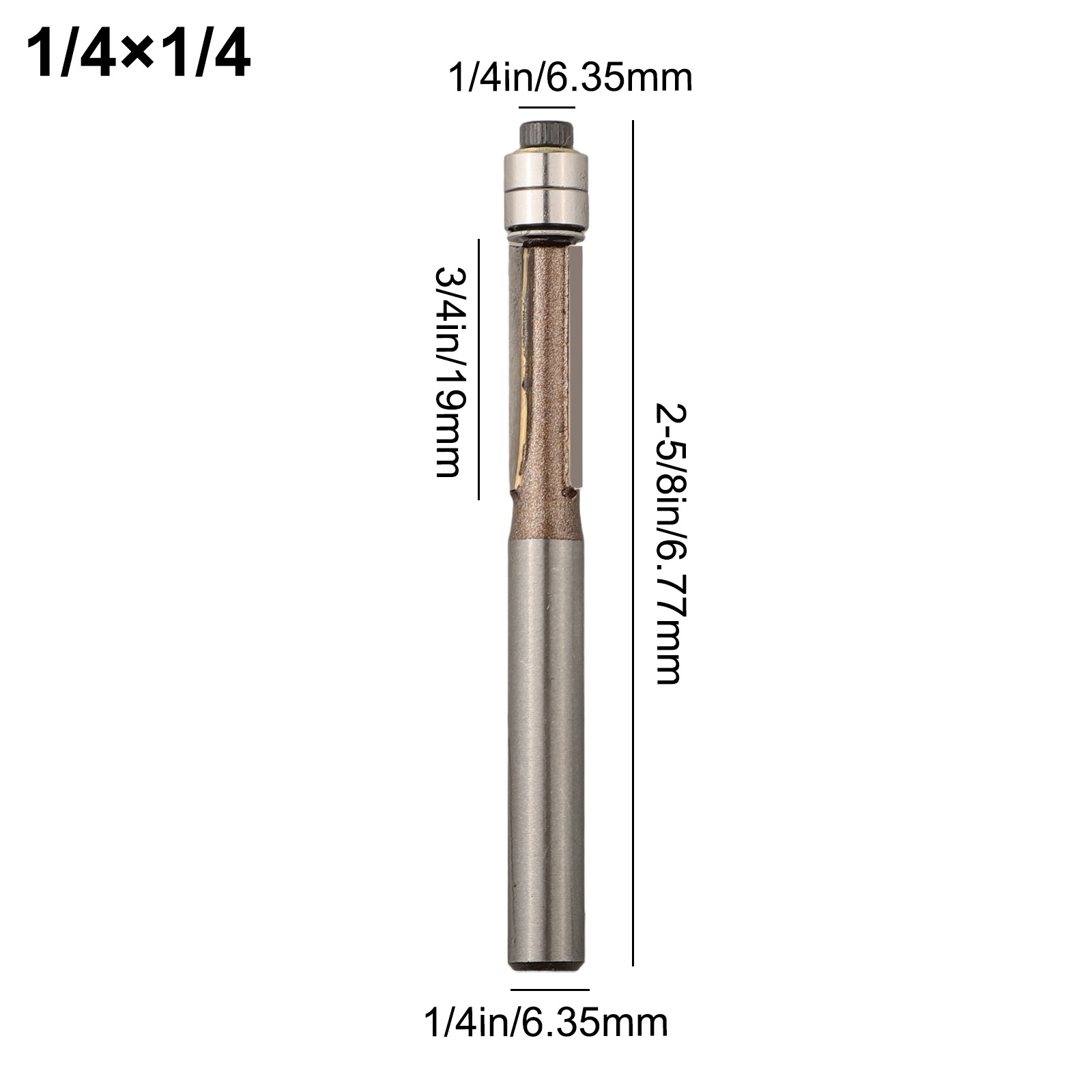Closed Bearing Roller Design on 6mm Trim Router Bit for Precision Work