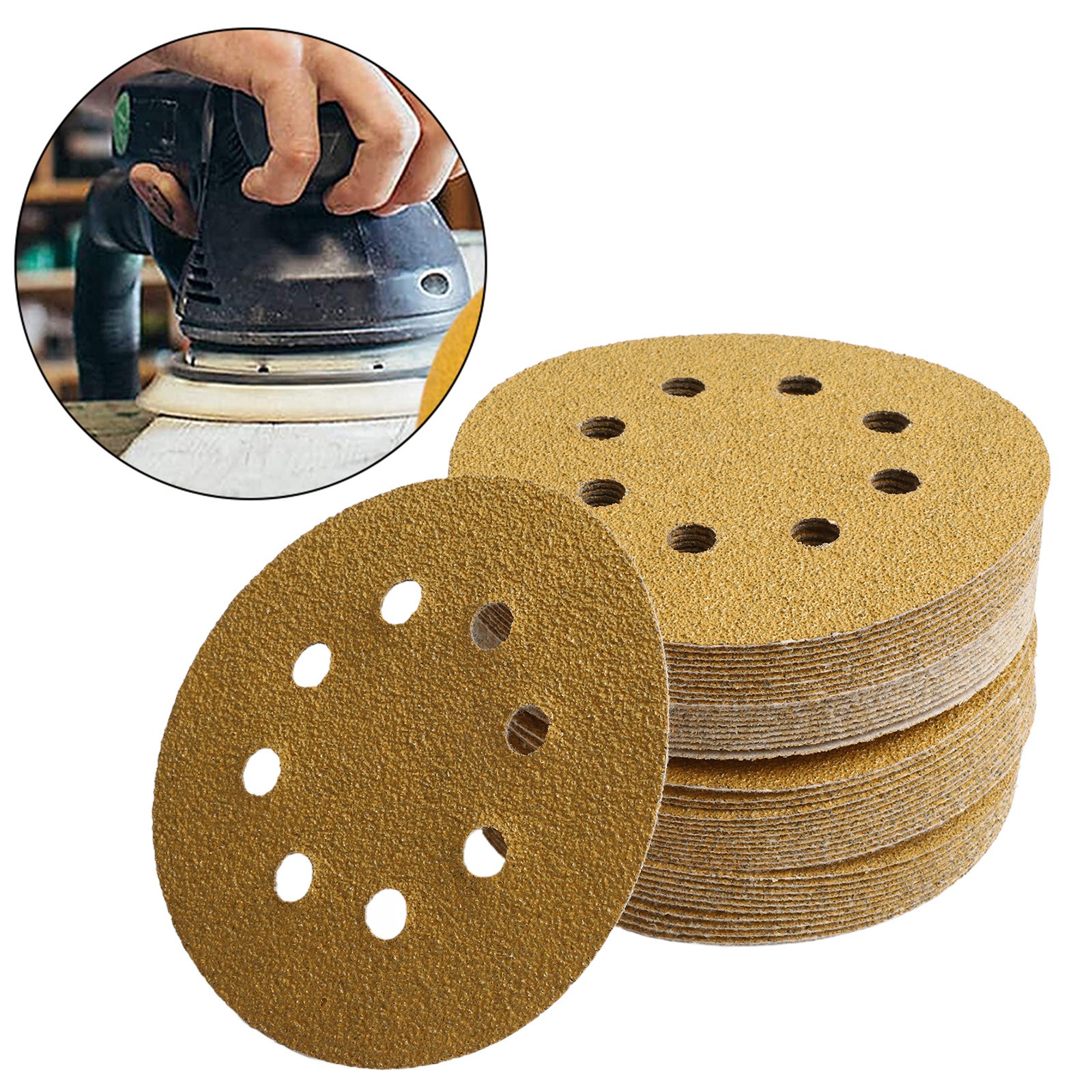 Disques ?? poncer grain jaune pour ponceuse orbitale paquet de 100 ?? 125 mm tai - Photo 18/36