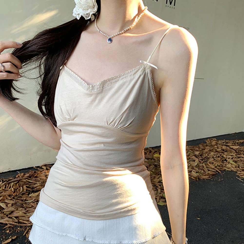 Retro Damen süße Tops mit Spitze Schleife Design stilvolle Hosenträger in 3 F - Bild 14 von 24
