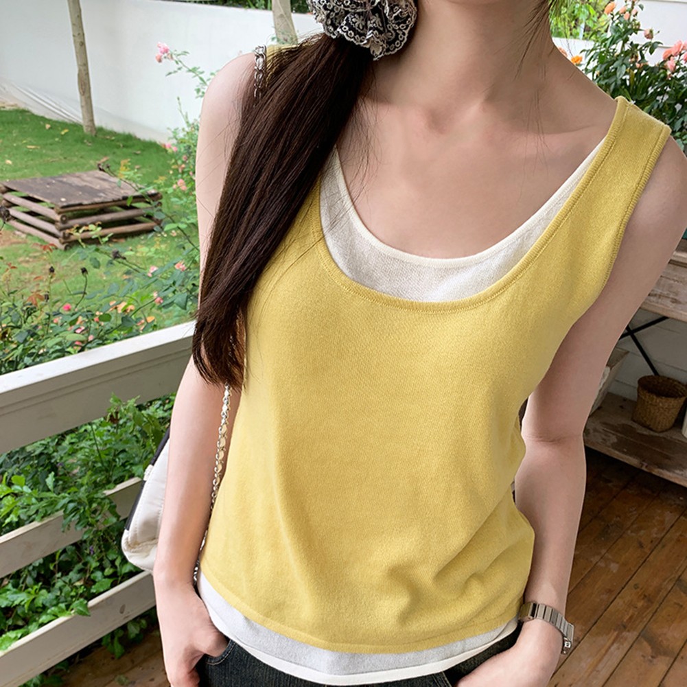 Comfortable and Fashion Forward Womens Faux Two Piece Vest for Any Look - Picture 15 of 20