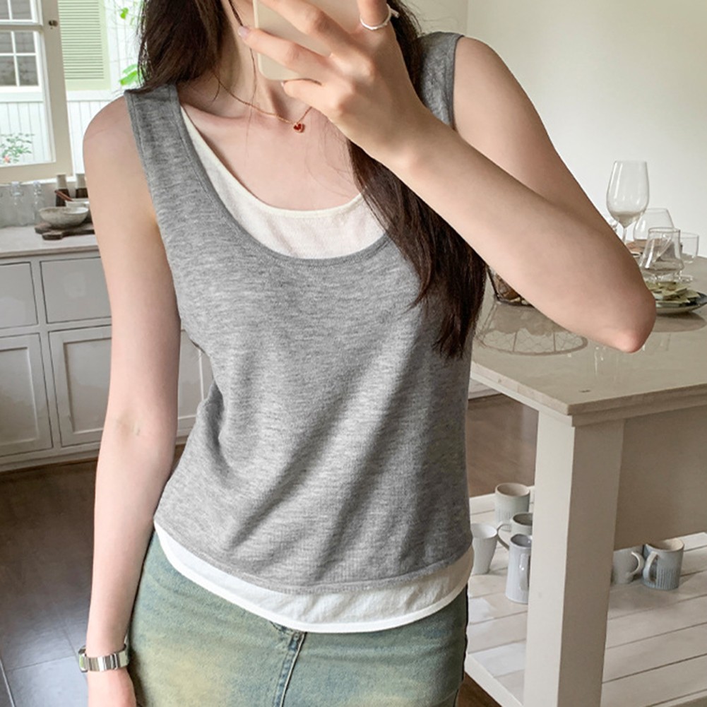 Comfortable and Fashion Forward Womens Faux Two Piece Vest for Any Look - Picture 20 of 20