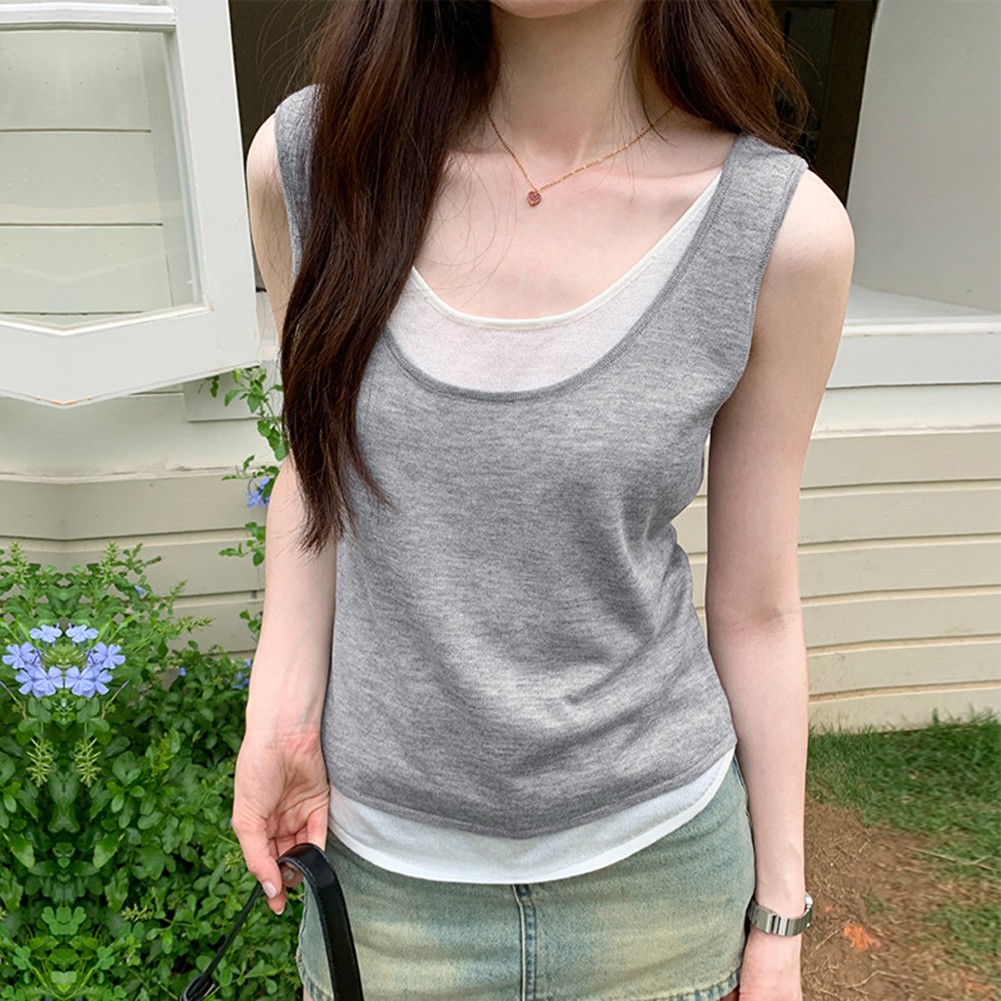 Comfortable and Fashion Forward Womens Faux Two Piece Vest for Any Look - Picture 18 of 20