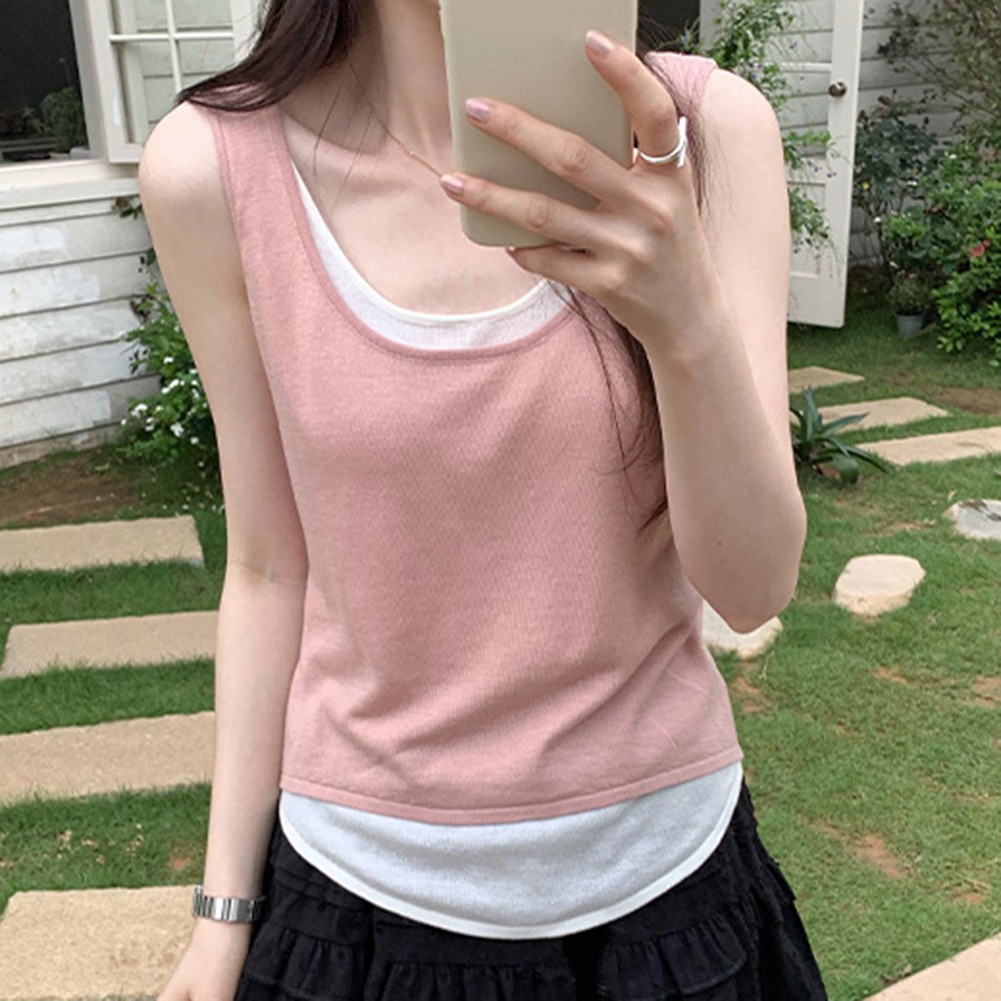 Comfortable and Fashion Forward Womens Faux Two Piece Vest for Any Look - Picture 9 of 20