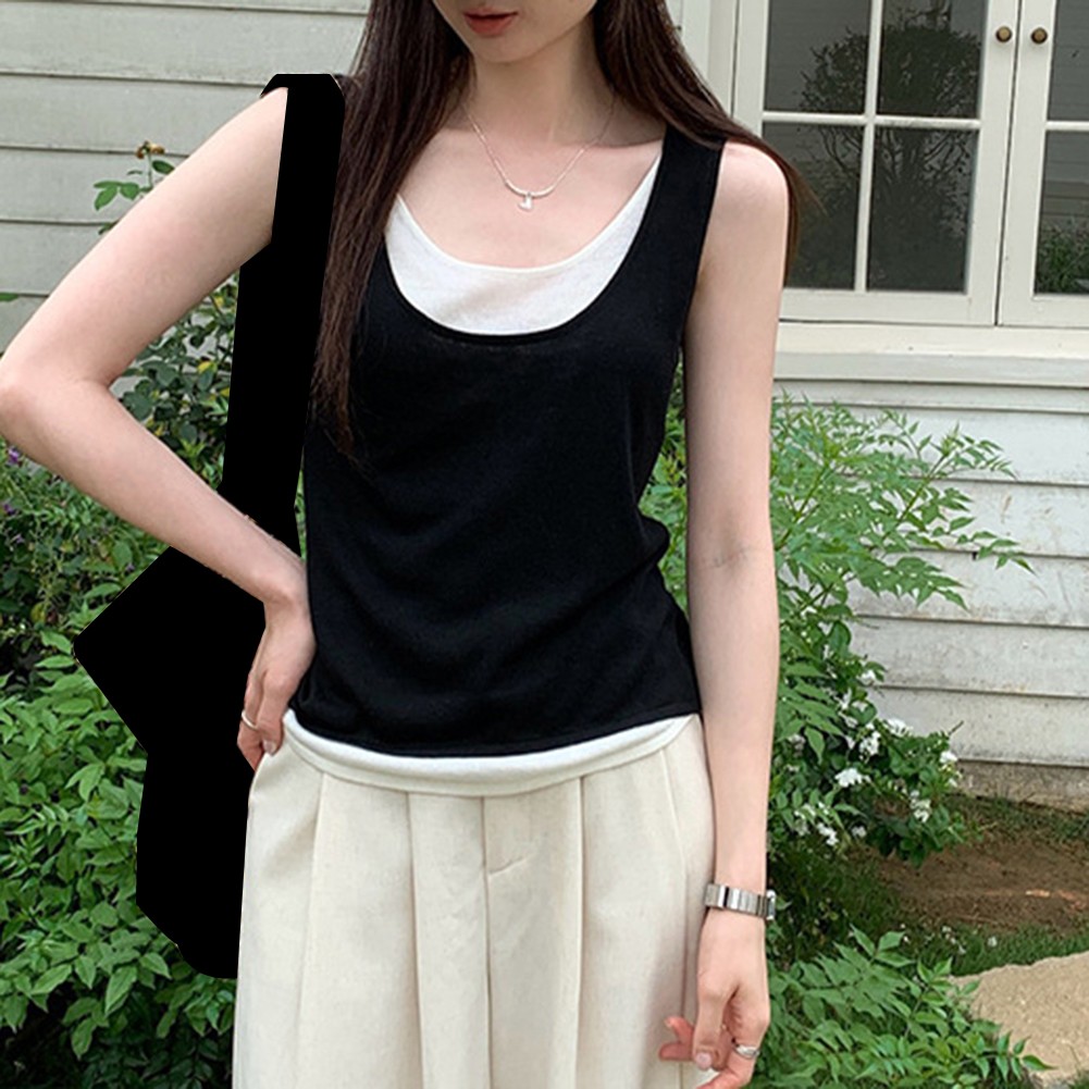 Comfortable and Fashion Forward Womens Faux Two Piece Vest for Any Look - Picture 12 of 20