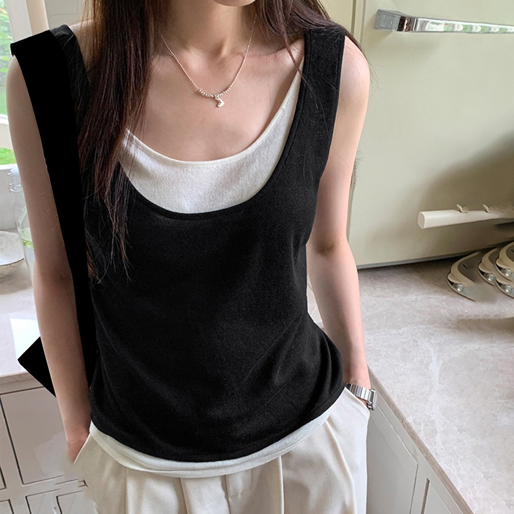 Comfortable and Fashion Forward Womens Faux Two Piece Vest for Any Look - Picture 14 of 20