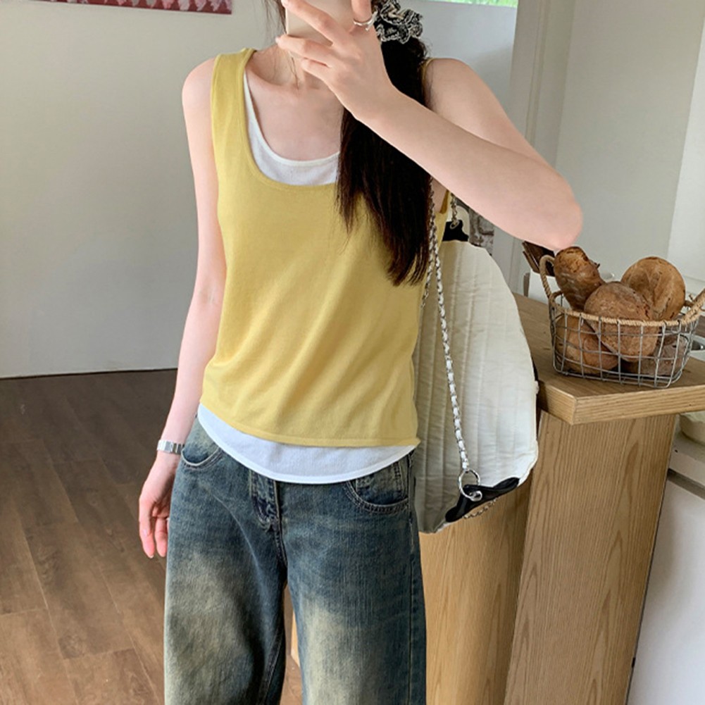 Comfortable and Fashion Forward Womens Faux Two Piece Vest for Any Look - Picture 16 of 20