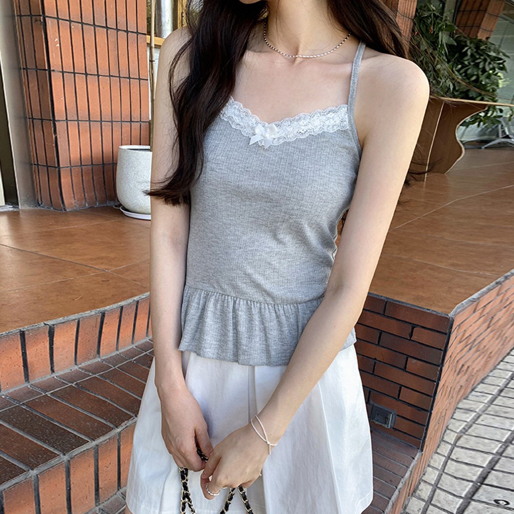 Suspenders Style Retro Glam Top for Women with Elegant Lace and Ruffles - Picture 16 of 18