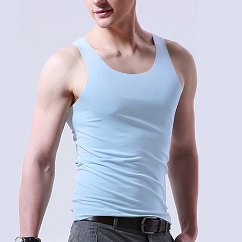 Gym Fitness Singlets für Männer spurlos Eis Seide V-Ausschnitt Design ärmello - Picture 15 of 24