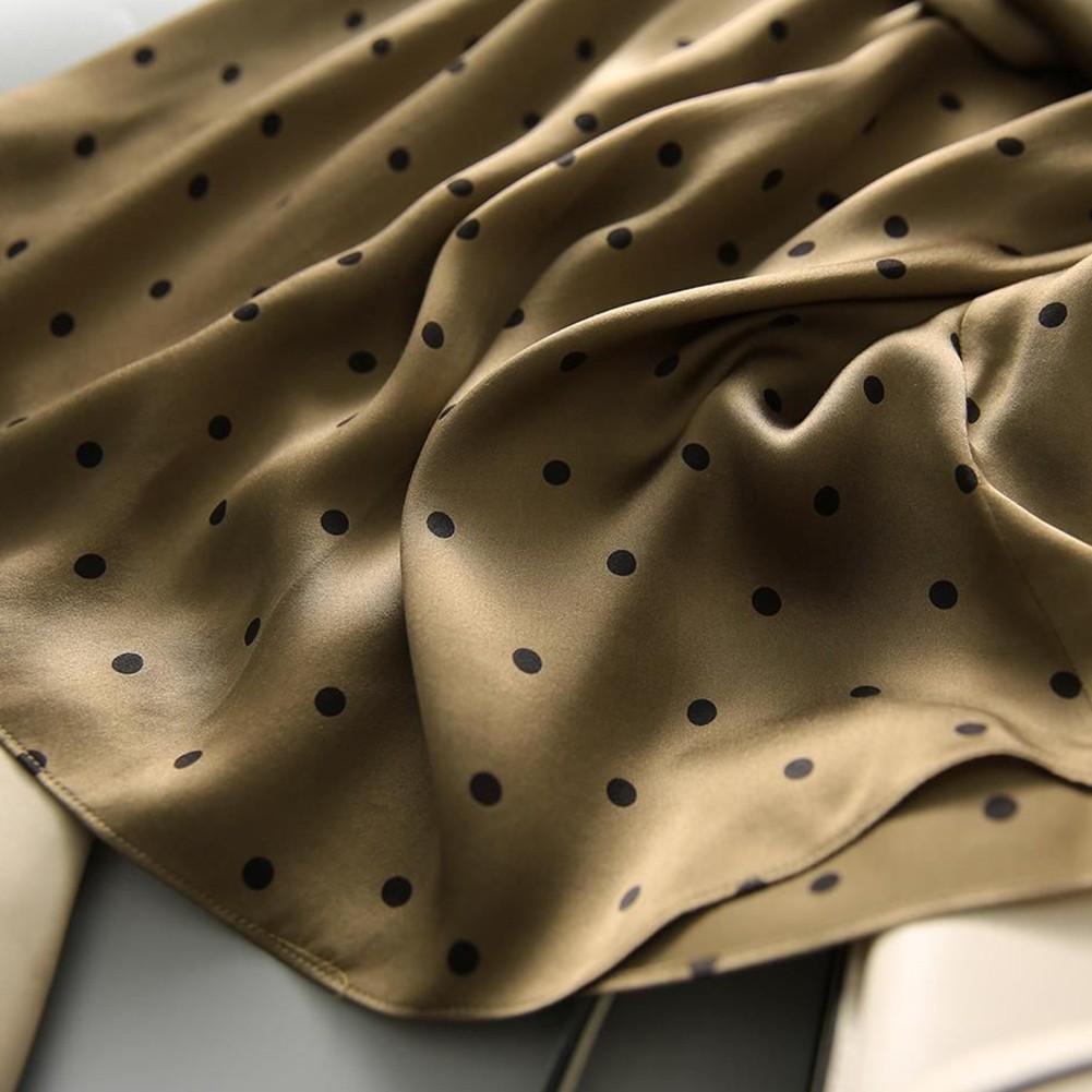 Womens Relaxed Fit Satin Bow Top with Charming Polka Dots in Green Color - Picture 22 of 60
