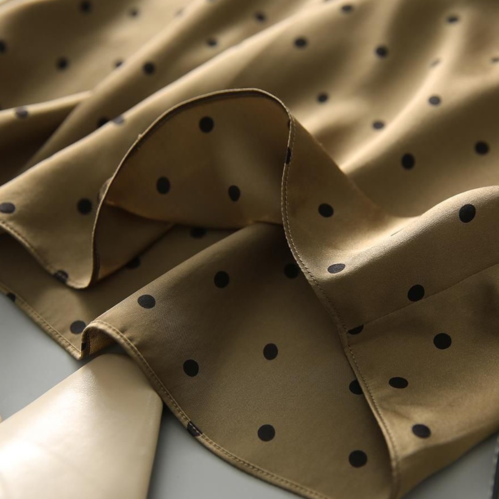 Womens Relaxed Fit Satin Bow Top with Charming Polka Dots in Green Color - Picture 23 of 60