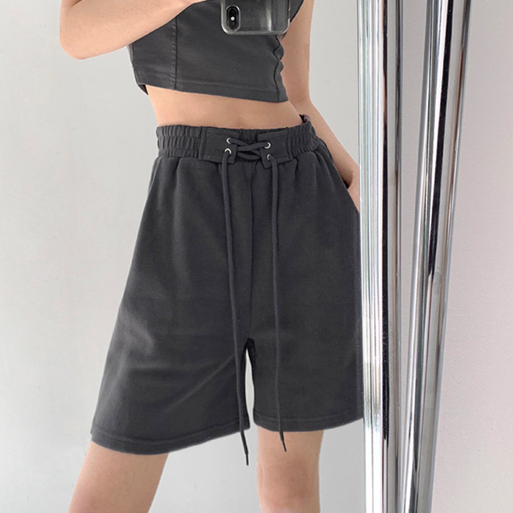 Sleek and Comfortable Womens High Waist Loose Fit Bandage Design Shorts - Picture 13 of 28