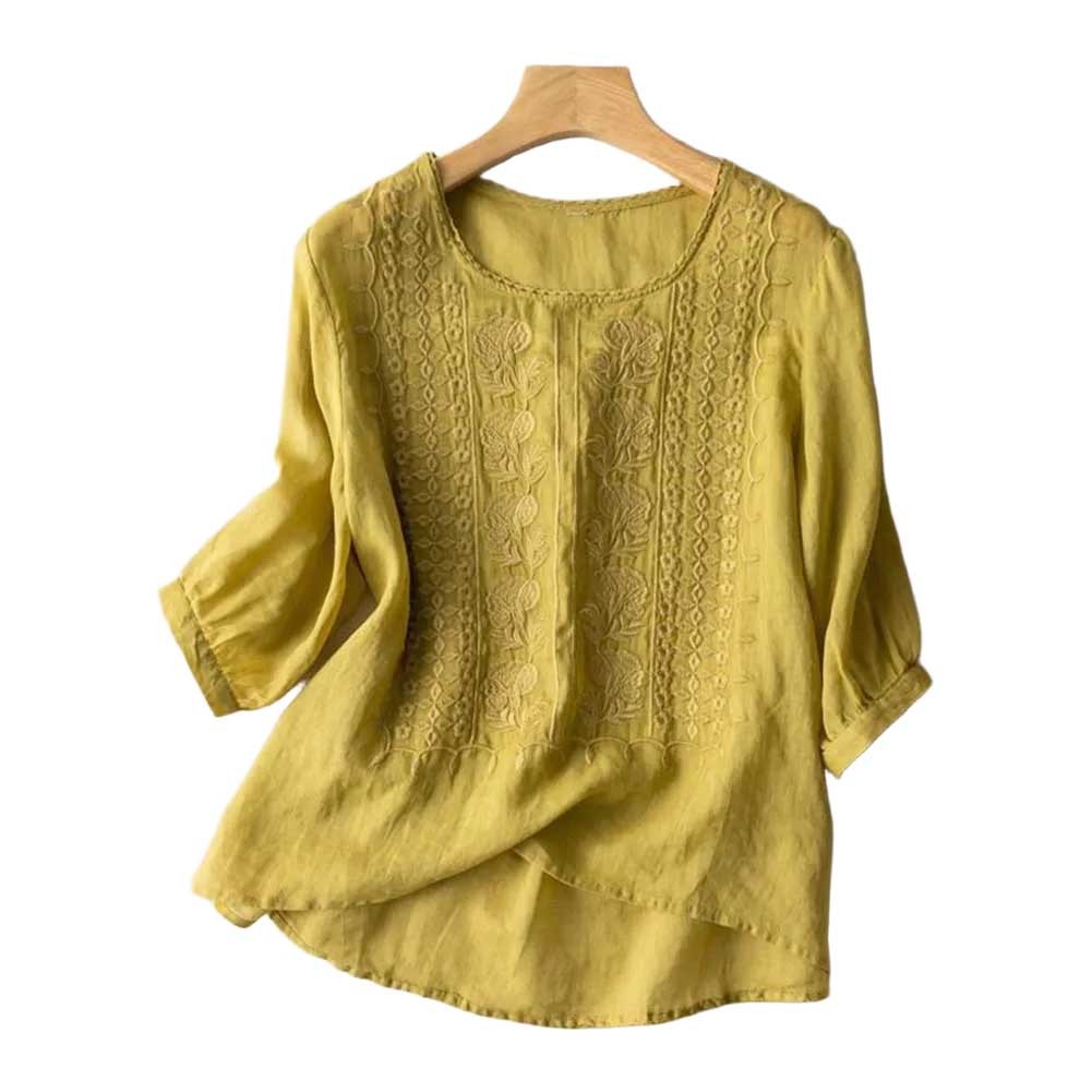 Viscose Fiber Summer Top for Women Featuring Embroidery and Comfortable Fit - Picture 13 of 22