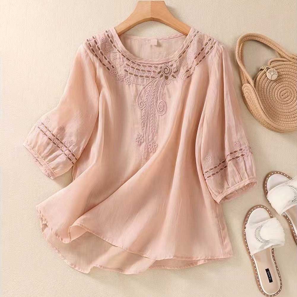 Womens Stylish V Neck Blouse featuring Beautiful Floral Embroidery Art - Picture 29 of 52