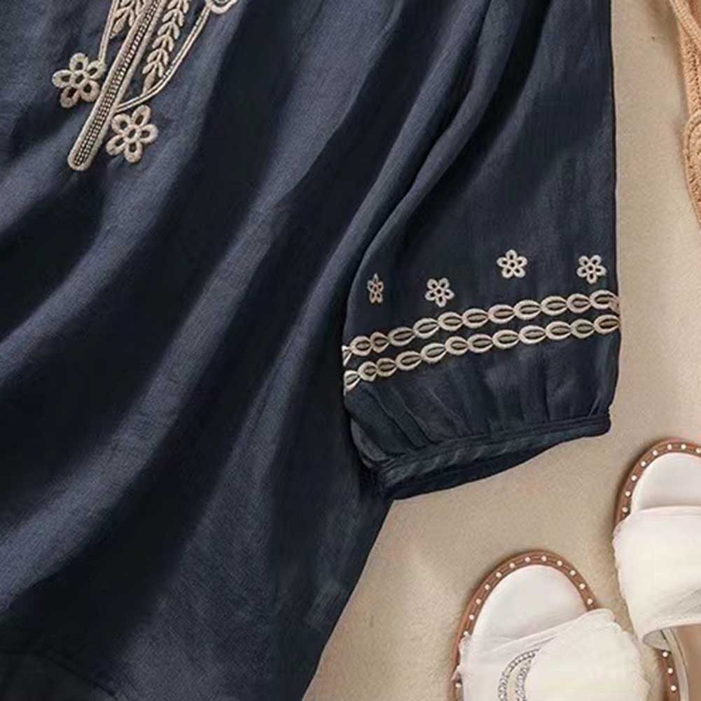 Womens Stylish V Neck Blouse featuring Beautiful Floral Embroidery Art - Picture 37 of 52