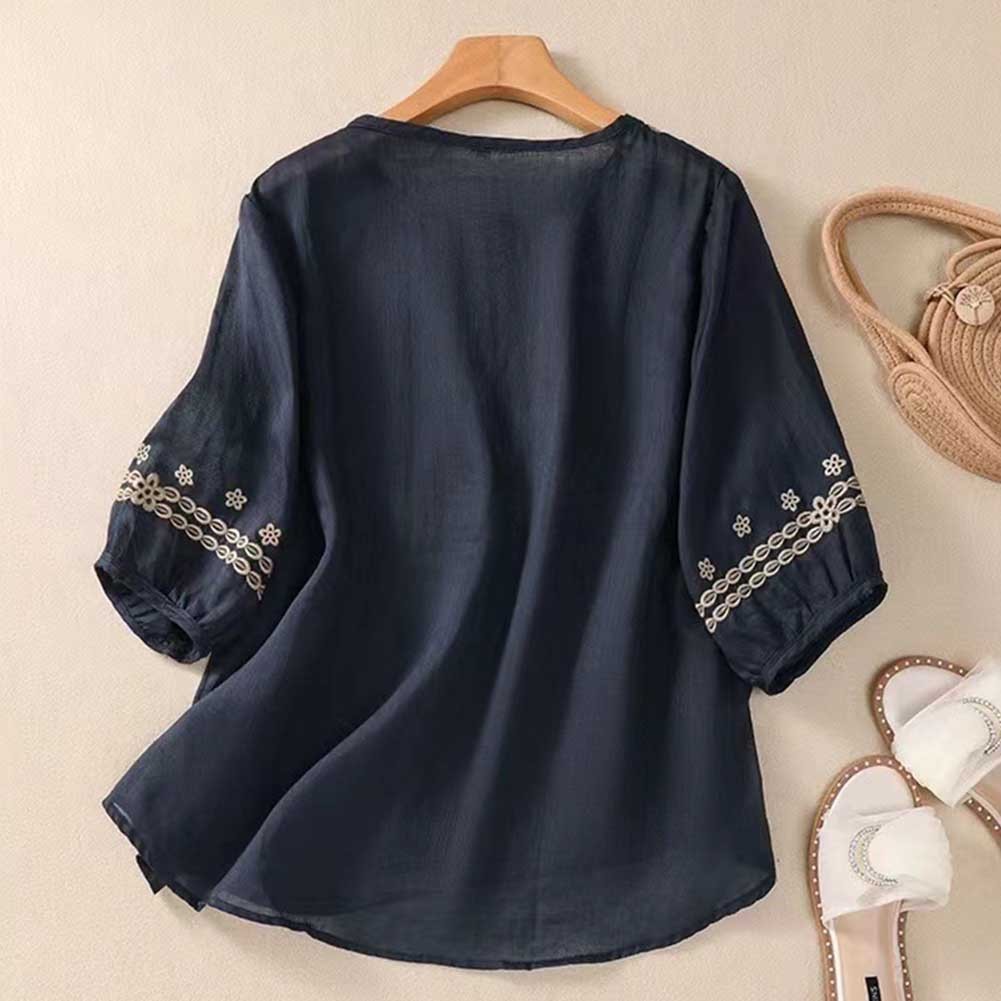 Womens Stylish V Neck Blouse featuring Beautiful Floral Embroidery Art - Picture 38 of 52