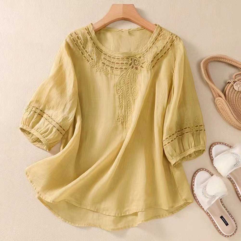 Womens Stylish V Neck Blouse featuring Beautiful Floral Embroidery Art - Picture 48 of 52