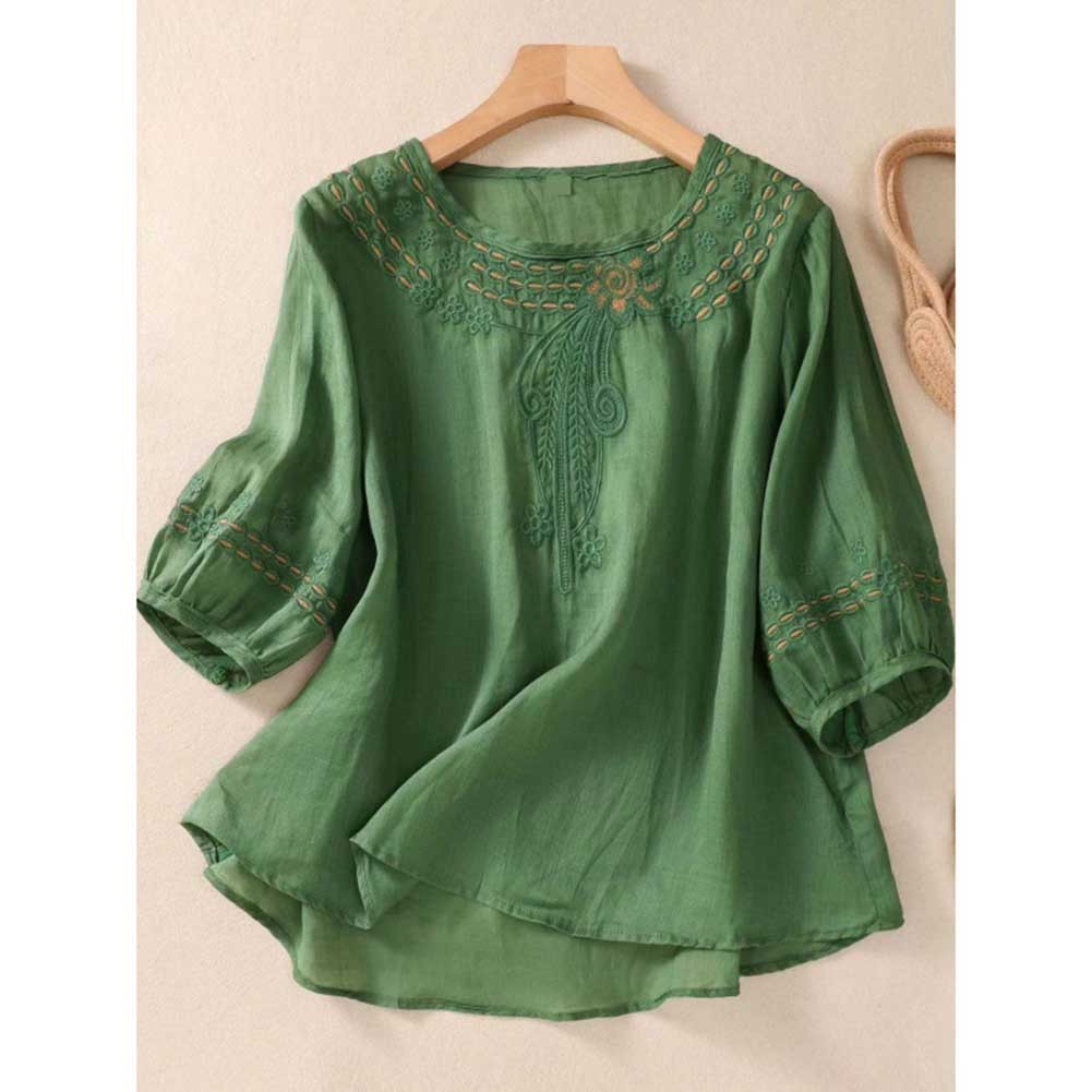 Womens Stylish V Neck Blouse featuring Beautiful Floral Embroidery Art - Picture 44 of 52