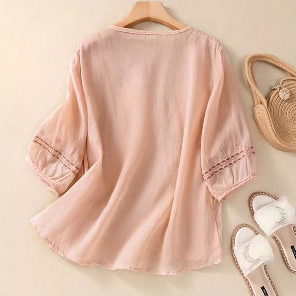 Womens Stylish V Neck Blouse featuring Beautiful Floral Embroidery Art - Picture 26 of 52