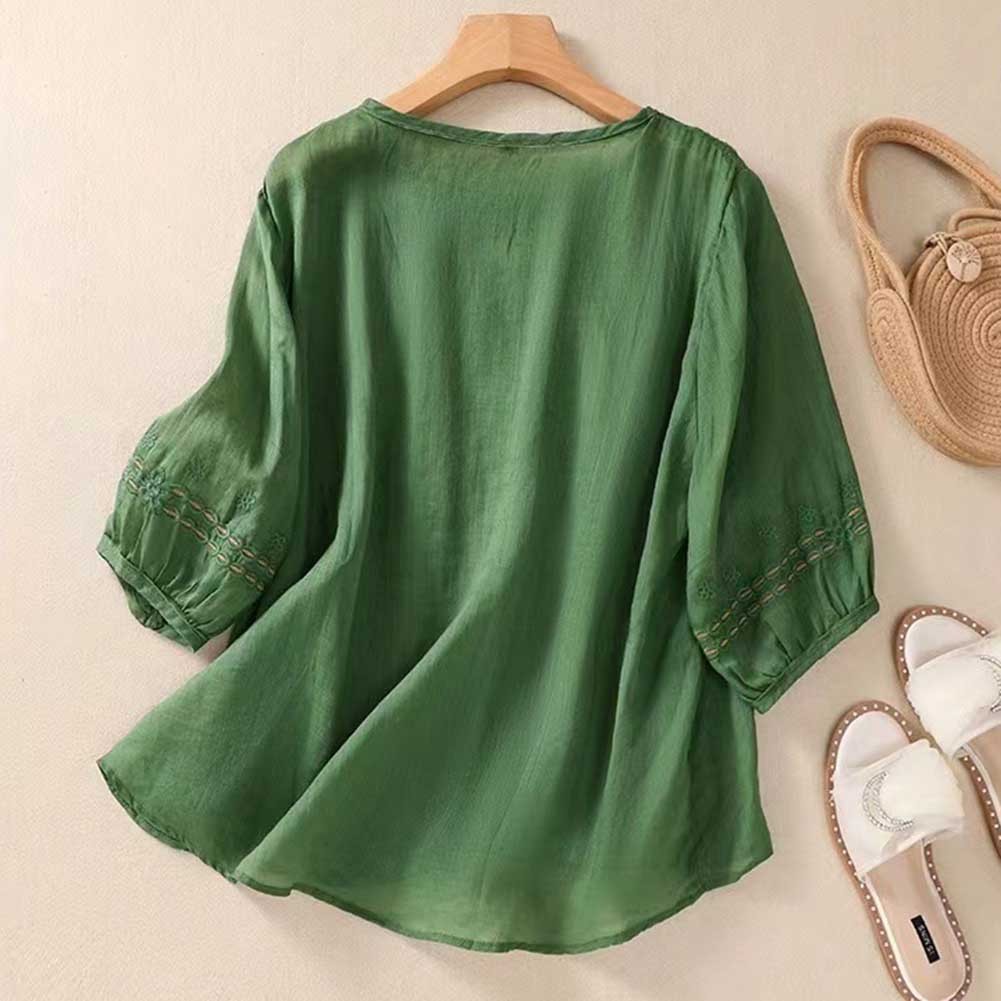 Womens Stylish V Neck Blouse featuring Beautiful Floral Embroidery Art - Picture 43 of 52