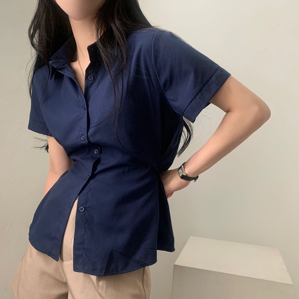 Classic Women's Short Sleeve Shirt with Pleats Perfect for Casual Looks - Picture 13 of 24