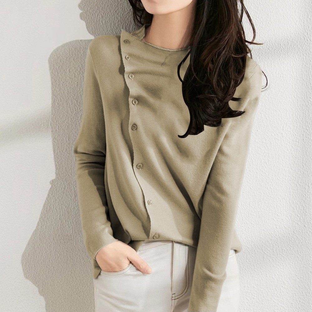 Sleek Women's Slim Fit Knitted Top Trendy Irregular Style Suitable Year officiel Round